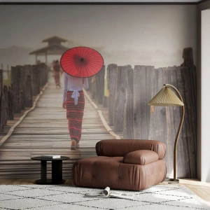Fototapeta na mieru Premium Sand - Na starom moste - Dáždnik, Barma, Drevený most