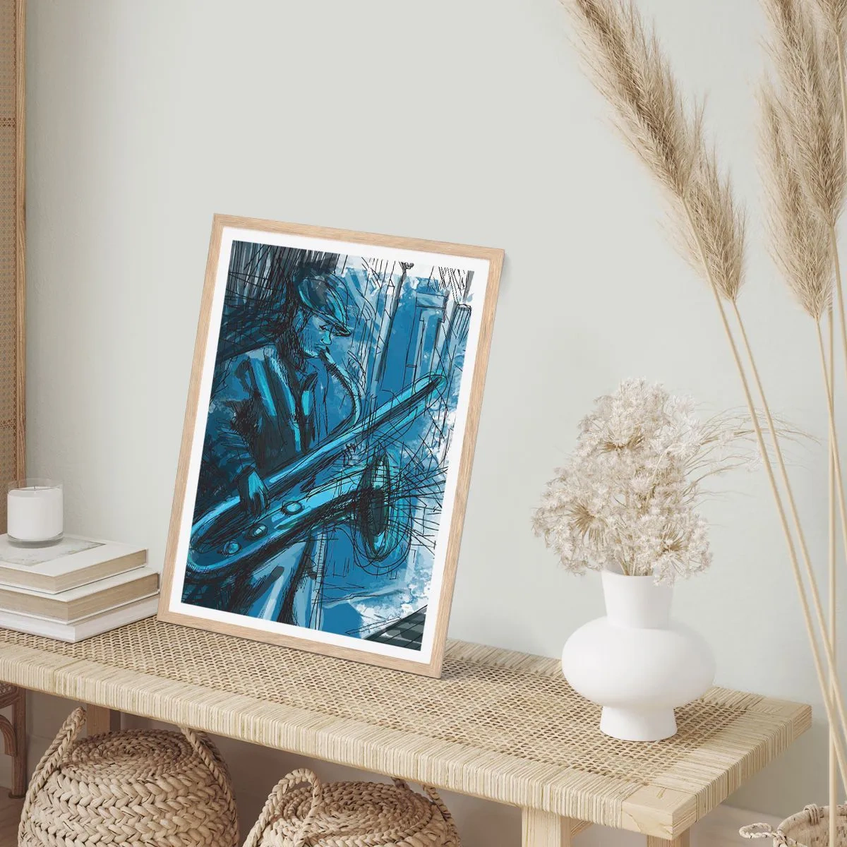 Plagát v ráme zo svetlého duba - Mestská rapsódia - 70x100 cm