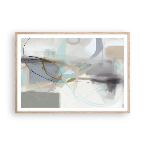 Plagát v ráme zo svetlého duba - Hmlistá abstrakcia - 100x70 cm