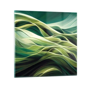 Obraz na skle - Abstraktná hra na zelenú - 60x60 cm