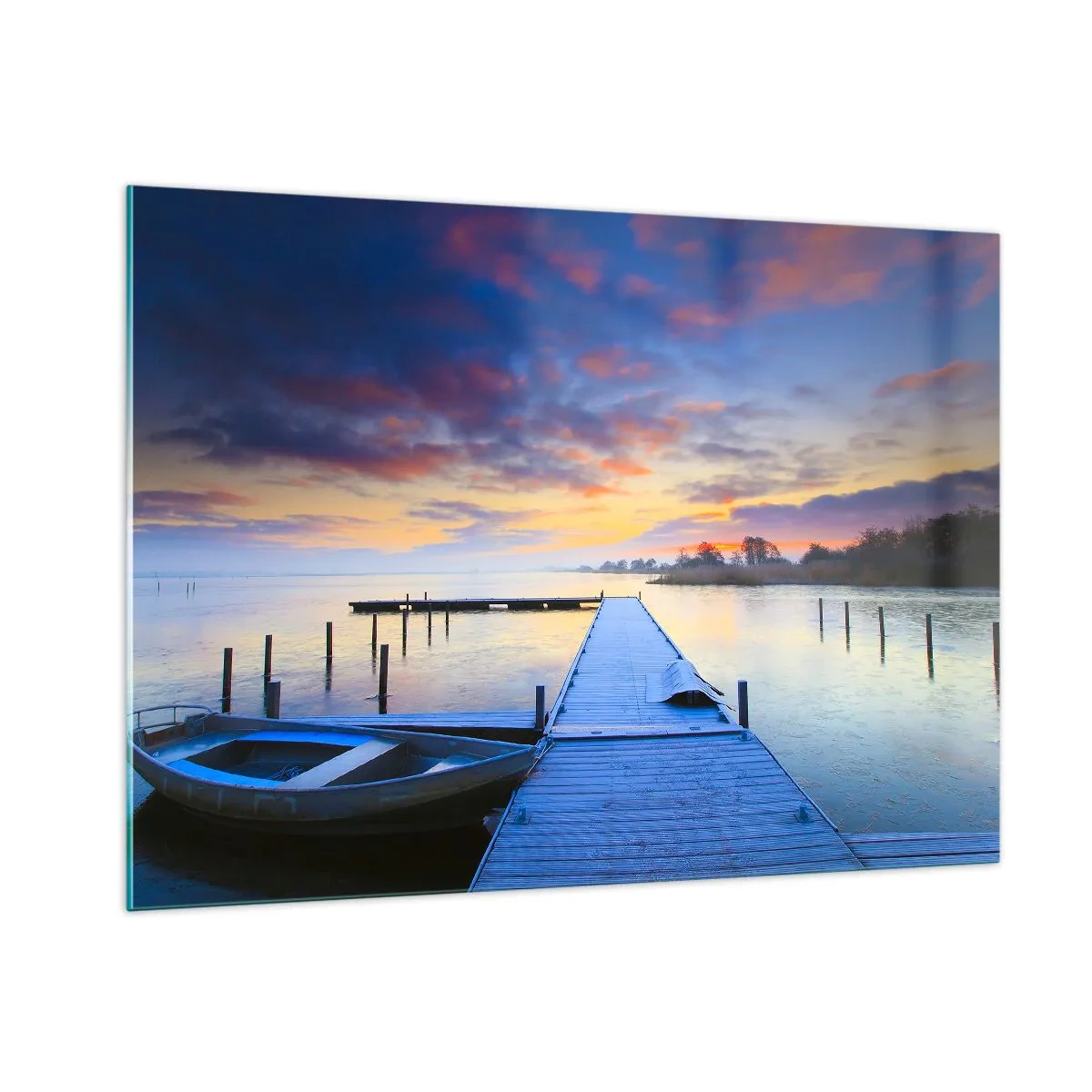 Obraz na skle - Fialovo-zlatý pokoj - 100x70 cm