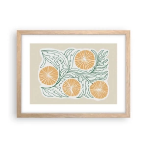 Plagát v ráme zo svetlého duba - Etnicky s abstraktným nádychom - 40x30 cm