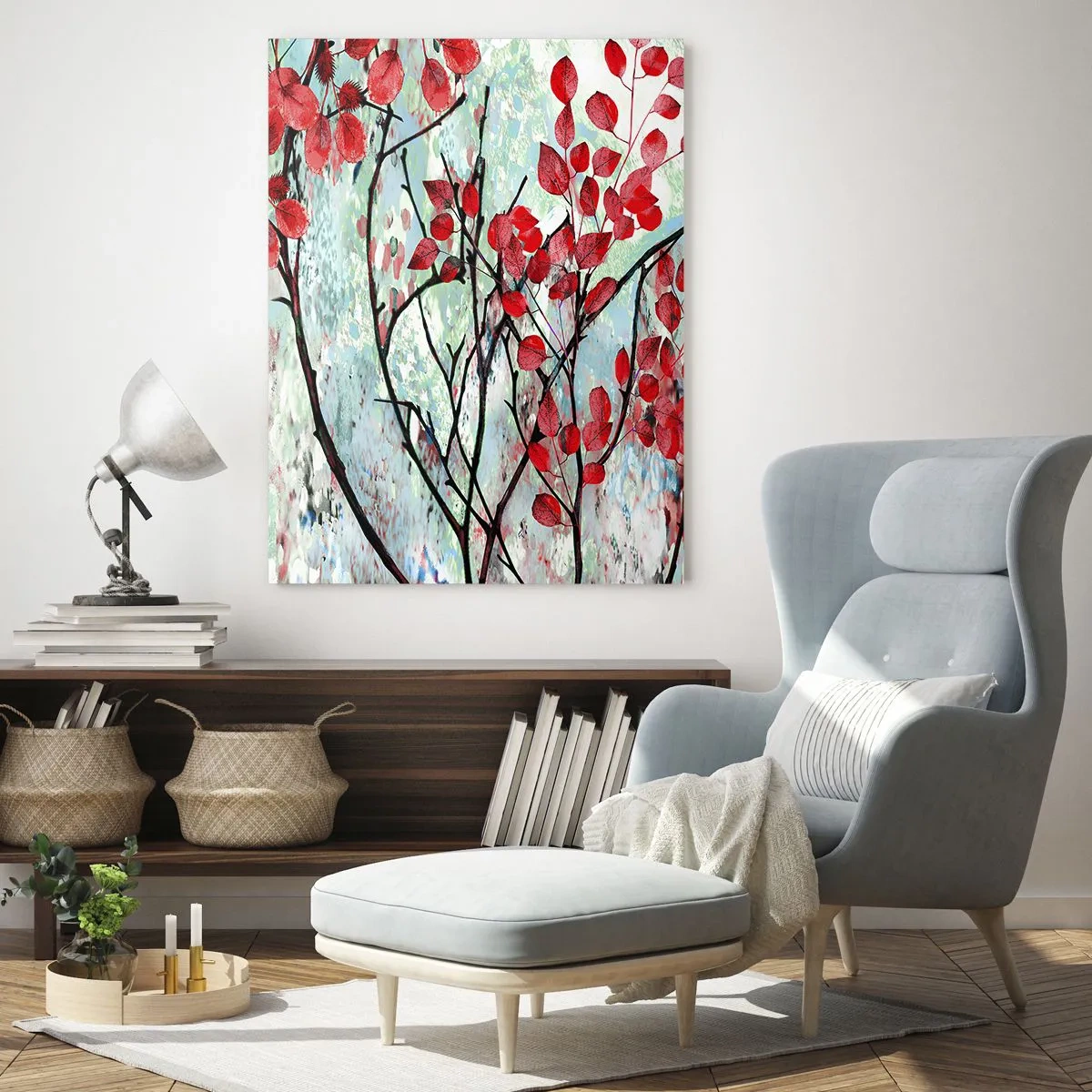 Obraz na skle - Strom v šarlátovej - 50x70 cm