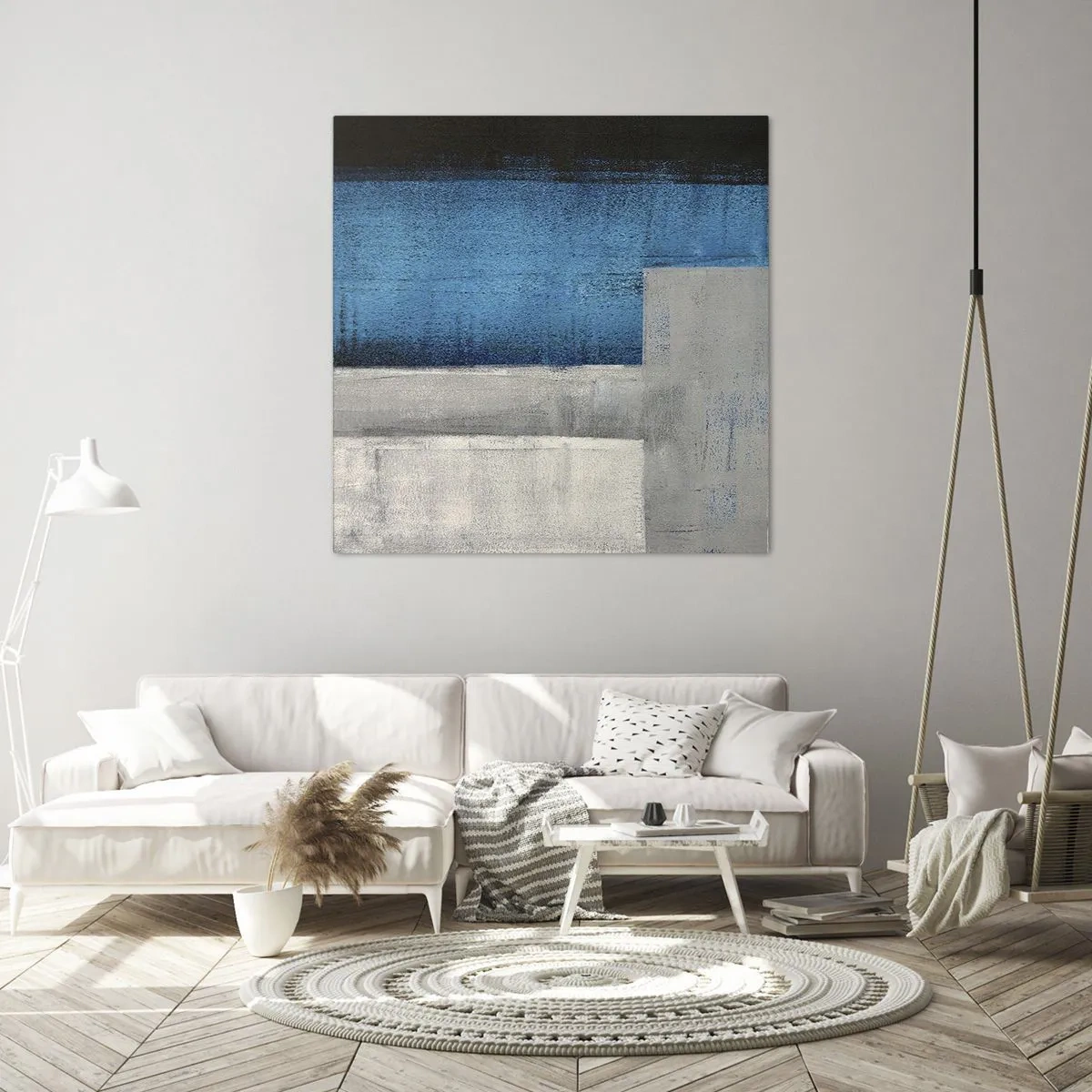 Obraz na plátne - Poetická kompozícia šedej a modrej - 70x70 cm