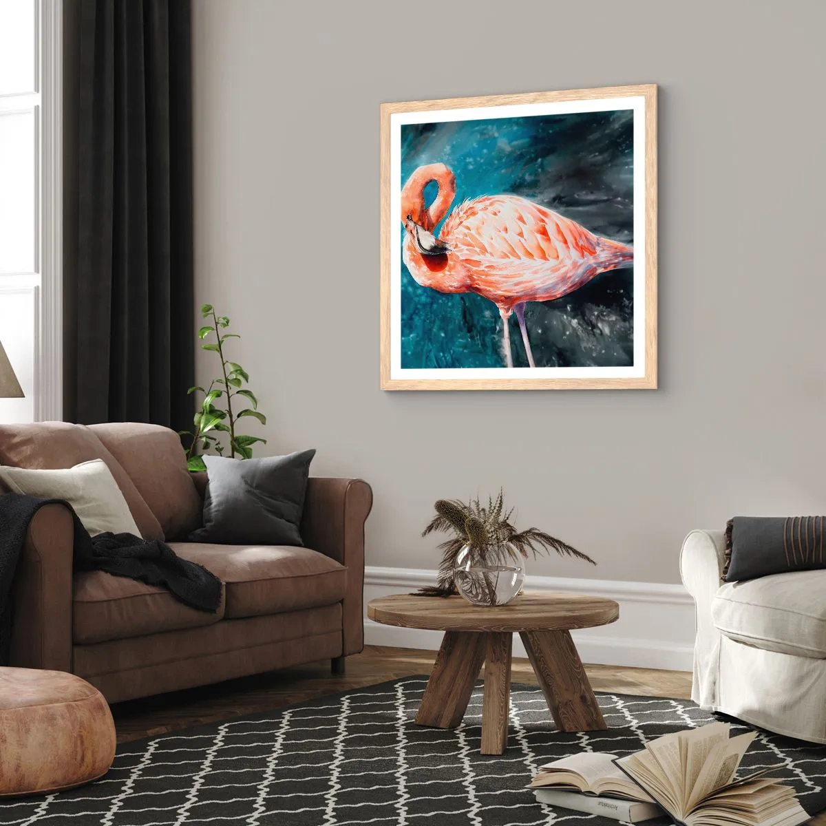 Plagát v ráme zo svetlého duba - Dekoratívne od prírody - 30x30 cm