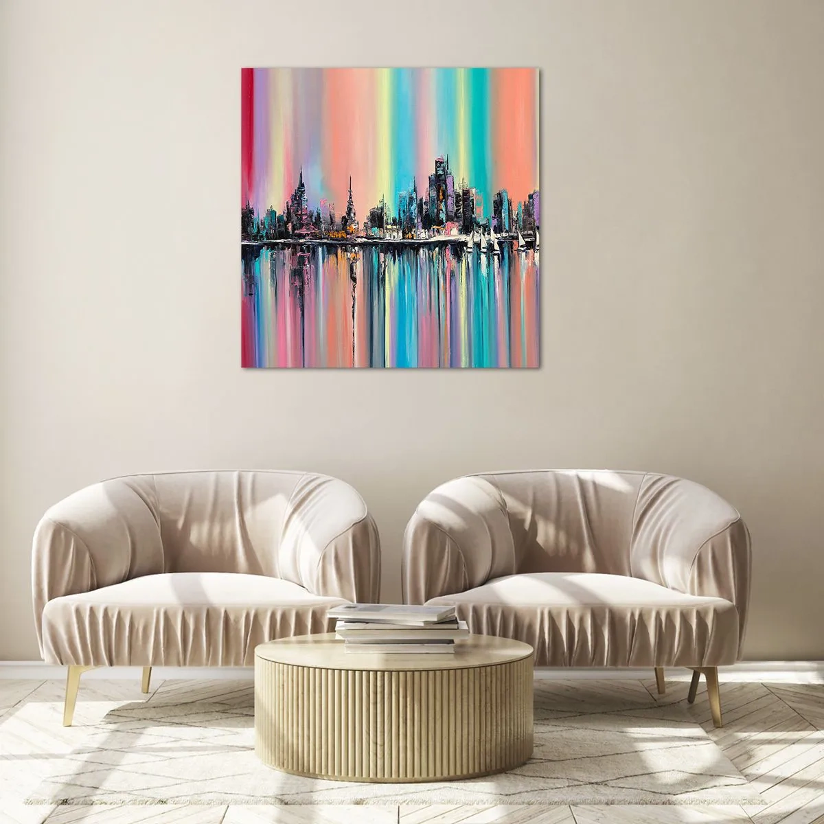 Obraz na skle - Nočný prúd svetla - 70x70 cm