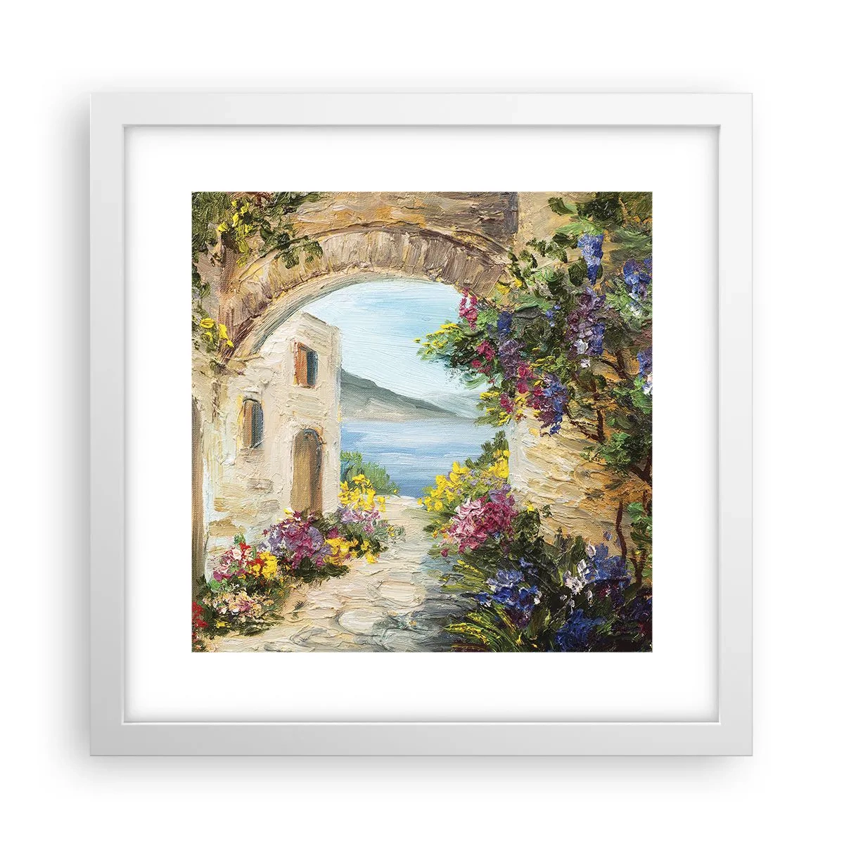 Plagát v bielom ráme - Pôvab pobrežnej krajiny - 30x30 cm