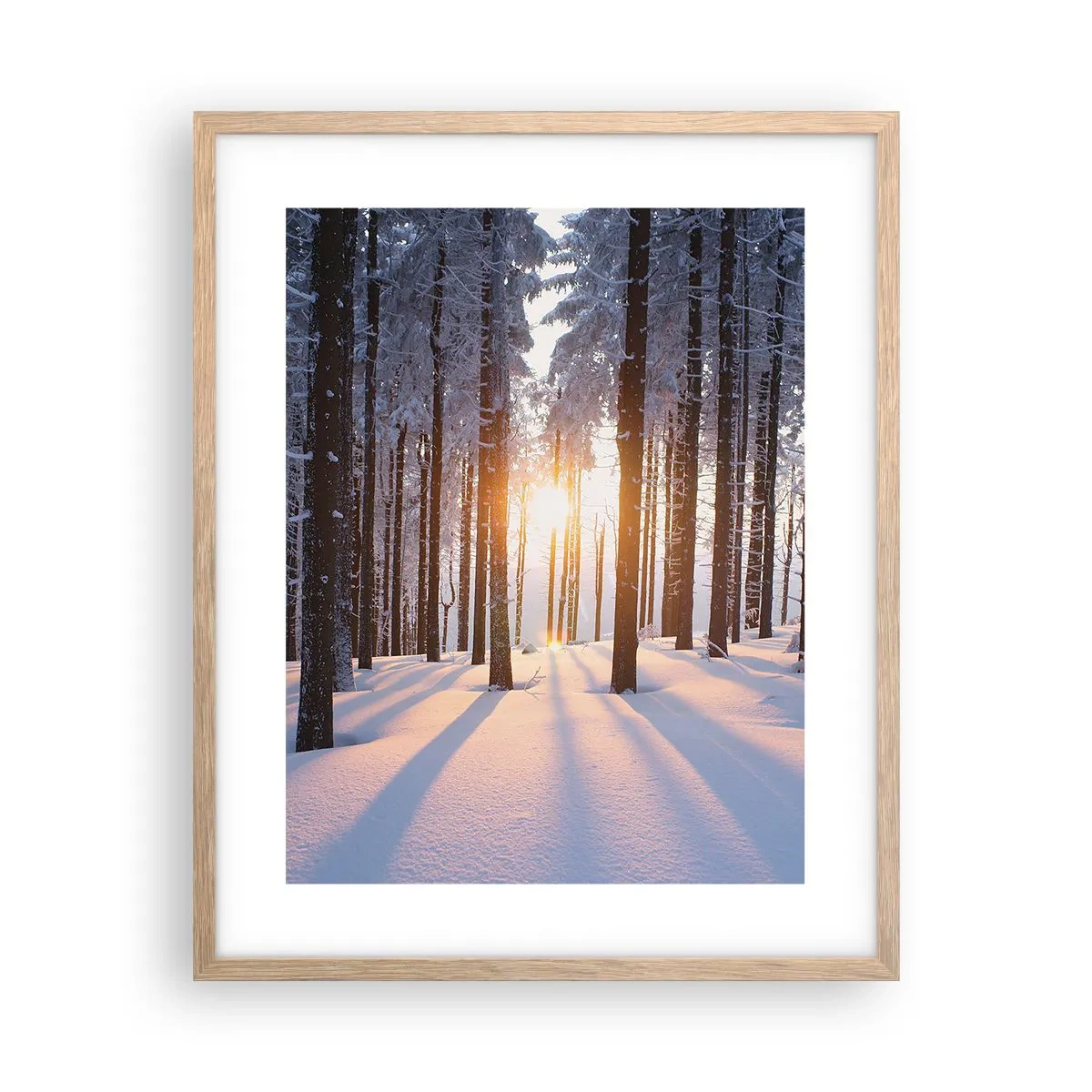 Plagát v ráme zo svetlého duba - Jasne čierne na bielom - 40x50 cm