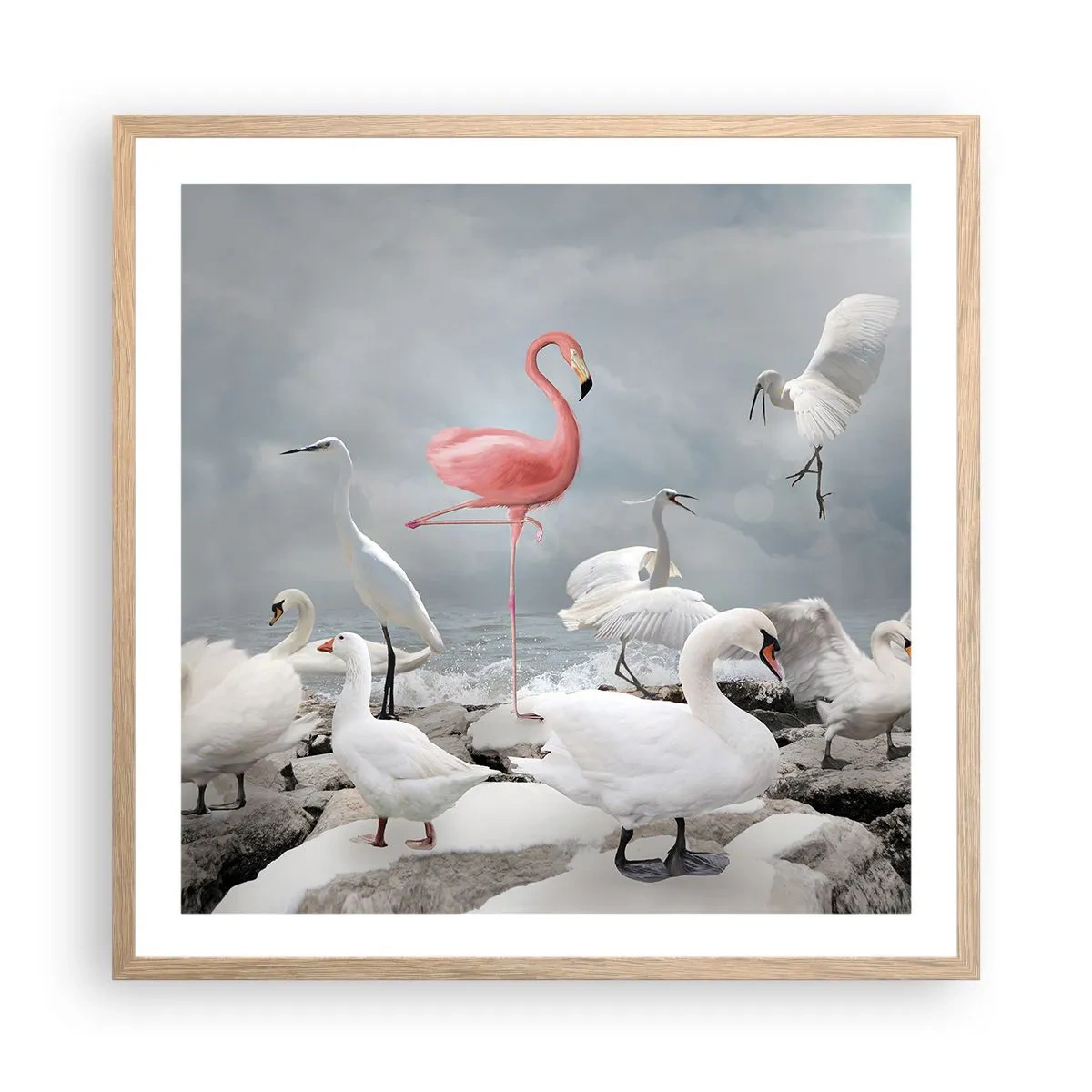 Plagát v ráme zo svetlého duba - Kde som sa tu vzal? - 60x60 cm