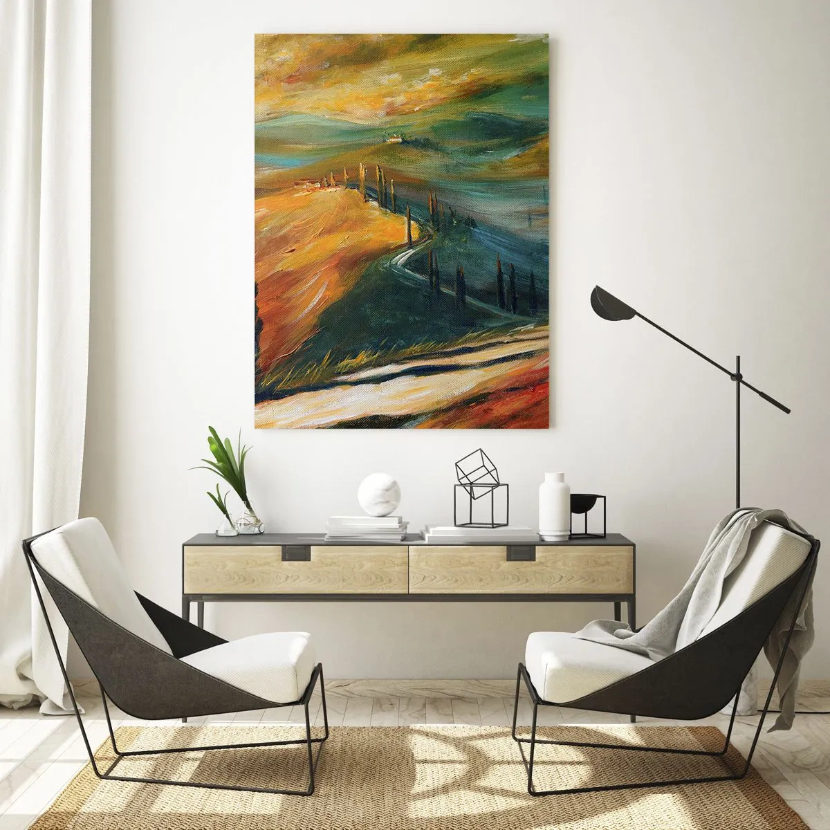 Obraz na skle - Toskánska krajina - 50x70 cm