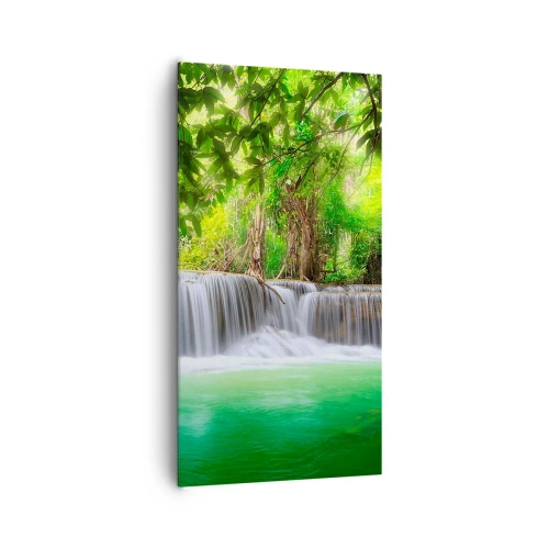 Obraz na plátne - Vodopád v zeleni - 65x120 cm