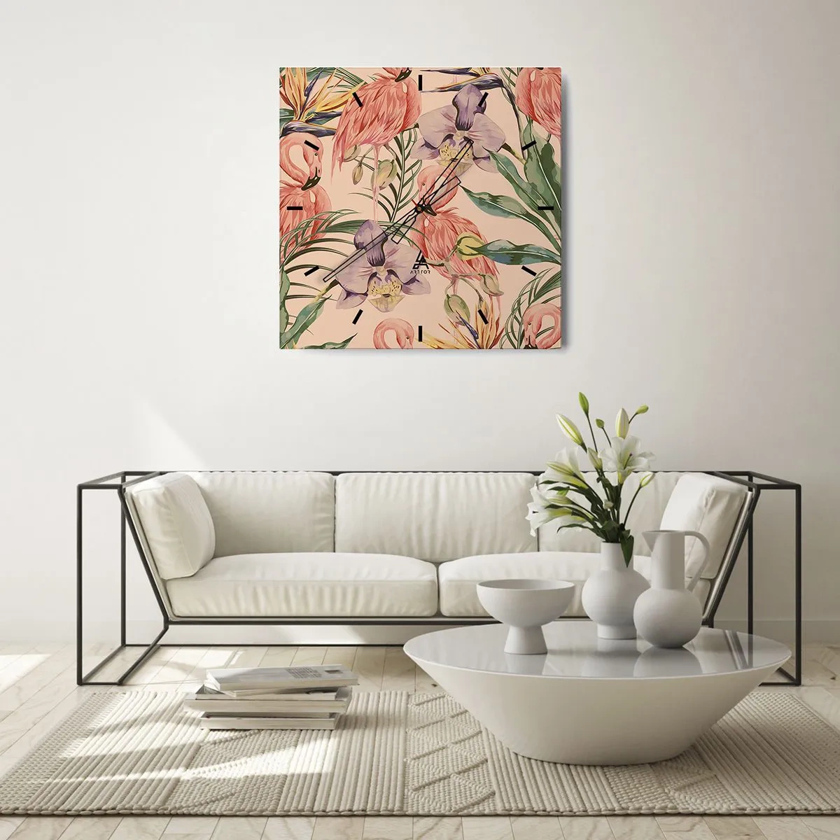 Nástenné hodiny - Ružový balet v kvetoch - 30x30 cm