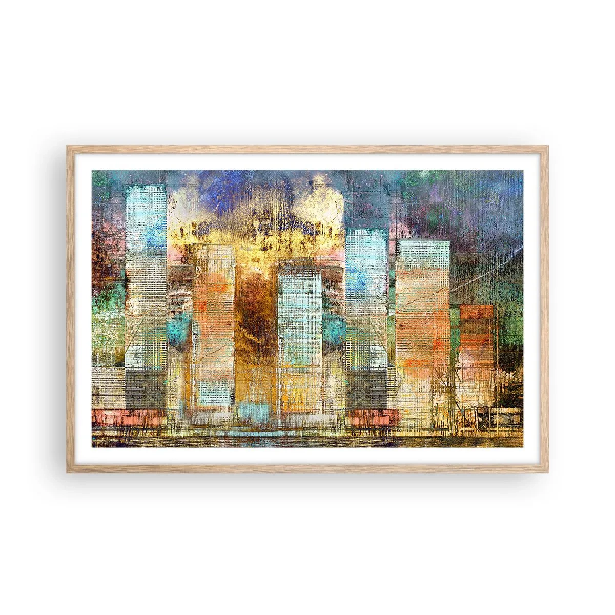 Plagát v ráme zo svetlého duba - Slnečná metropola - 91x61 cm