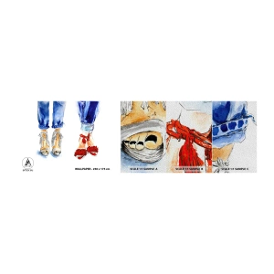 Vzorka fototapety Premium Sand - Možno by sme sa vydali na prechádzku? - Žena, Móda, Obuv - 100x30 cm