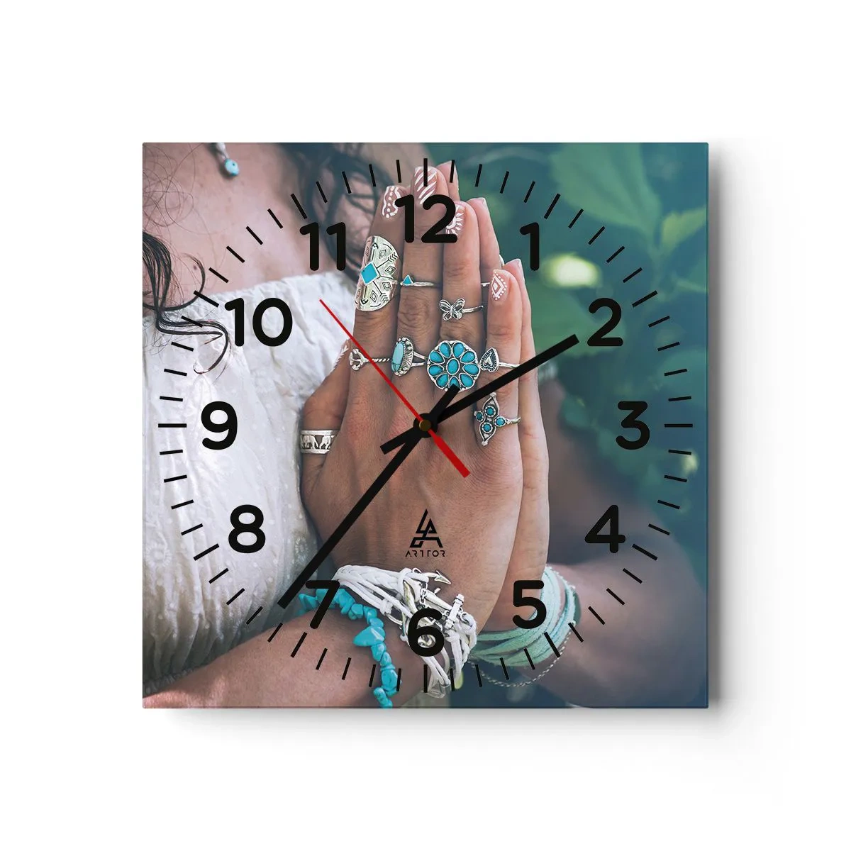 Nástenné hodiny - Vitajte v centre bytia - 40x40 cm