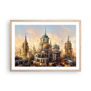 Plagát v ráme zo svetlého duba - Mesto miest - 70x50 cm