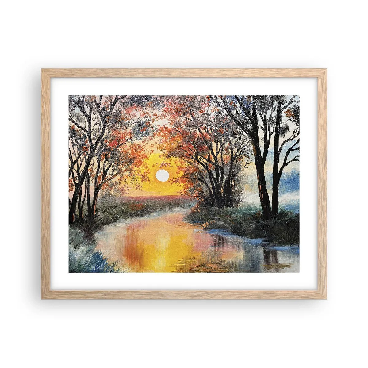 Plagát v ráme zo svetlého duba - Jesenný nádych - 50x40 cm