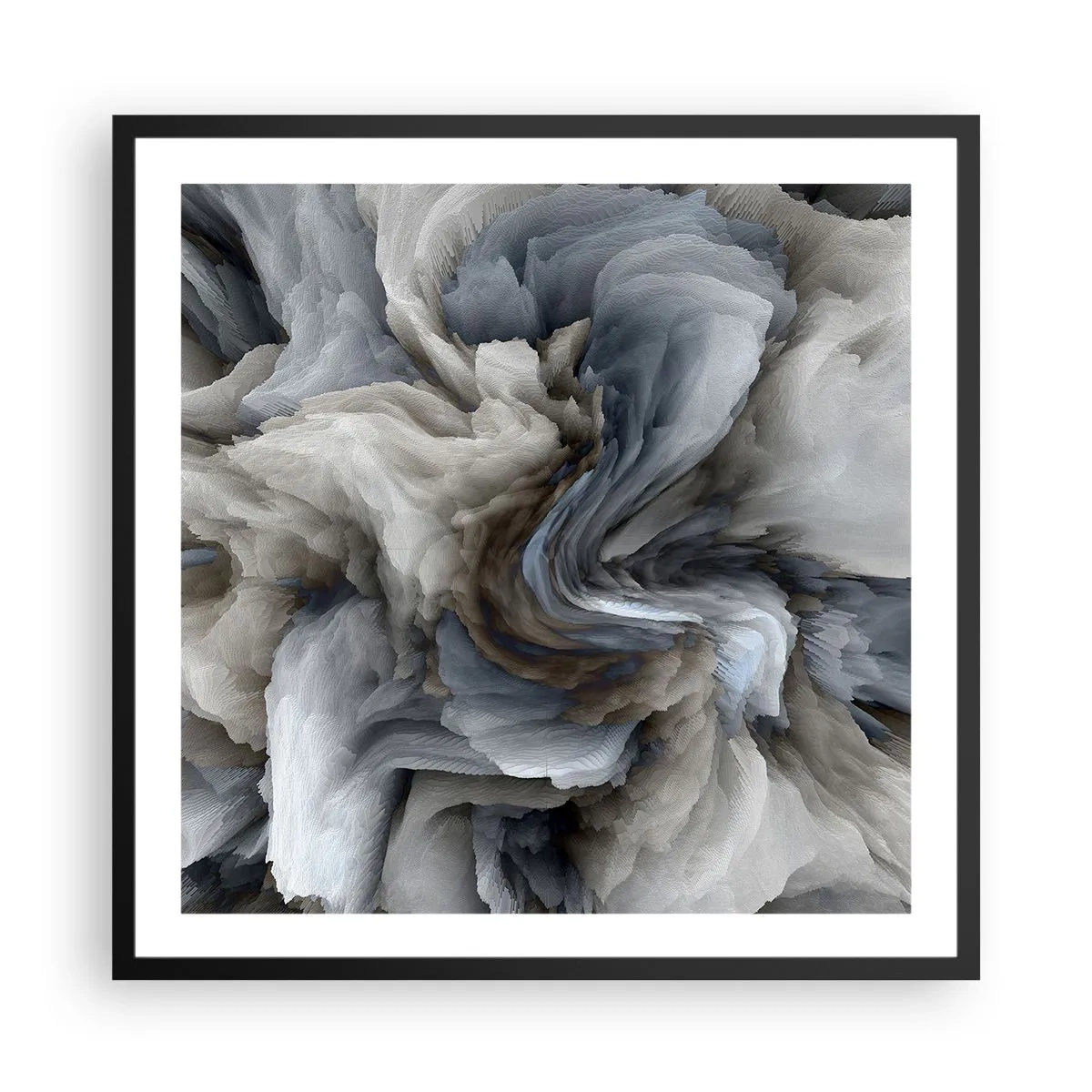 Plagát v čiernom ráme - Kameň a kvet - 60x60 cm