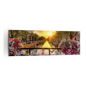 Obraz na plátne - Jarné ráno v Amsterdame - 160x50 cm