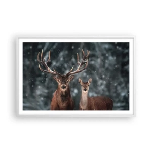 Plagát v bielom ráme - Pán lesa so svojou ženou - 91x61 cm