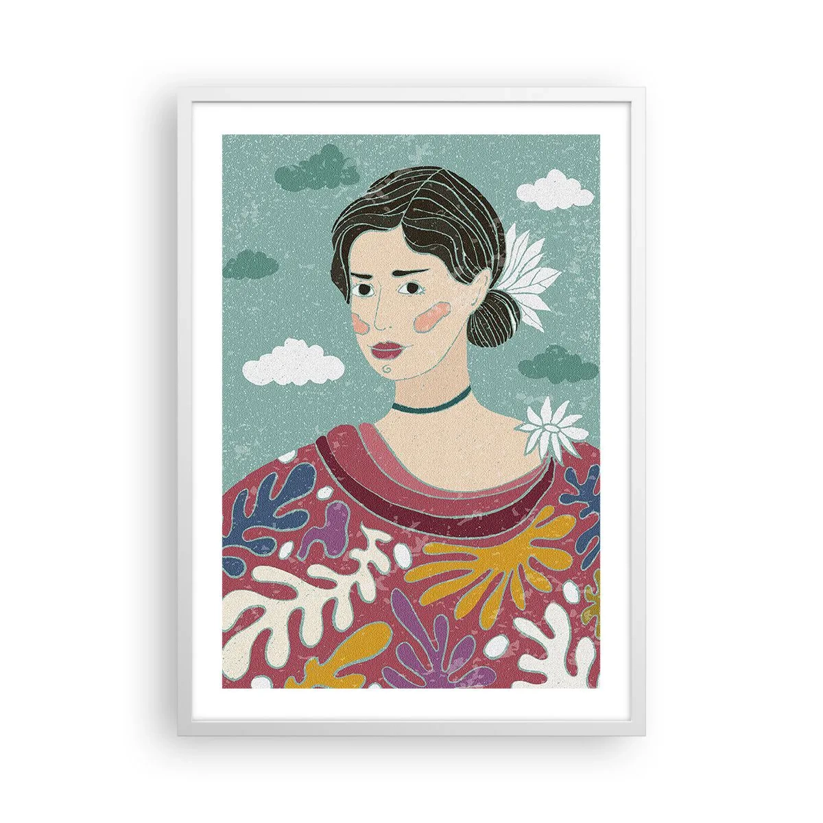 Plagát v bielom ráme - S melanchóliou v pohľade - 50x70 cm