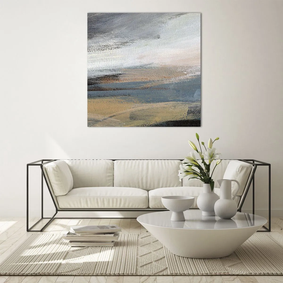 Obraz na skle - Abstrakcia: severná krajina - 60x60 cm