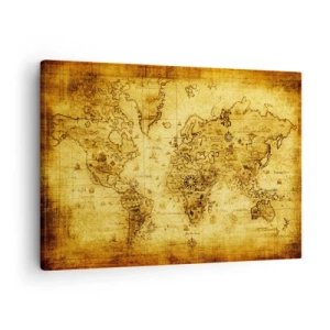 Obraz na plátne - Staroveká mapa sveta - 70x50cm - Tento svet je divný - Moderná nástenná dekorácia do obývacej izby a spálne ARTTOR