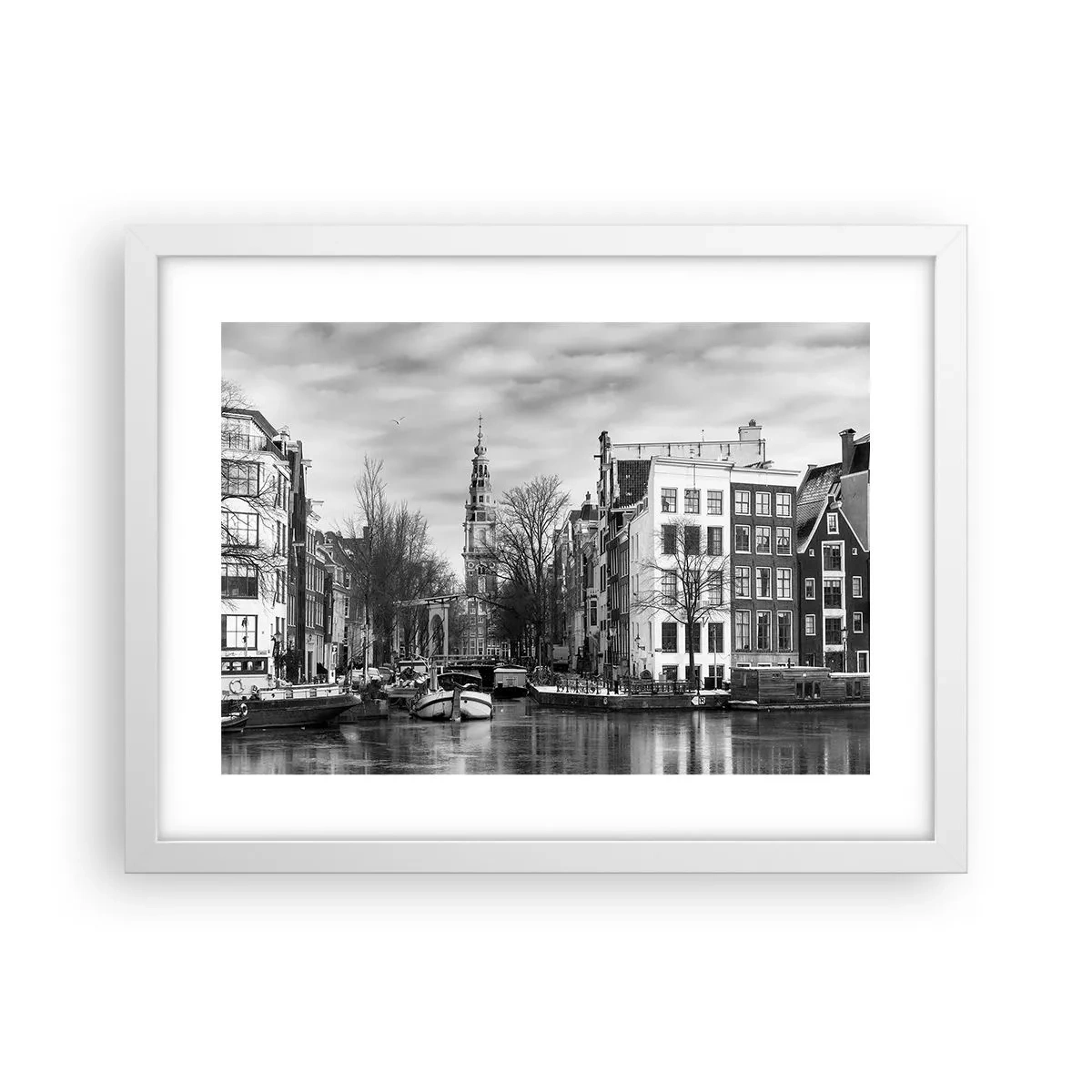 Plagát v bielom ráme - Amsterdamské vibrácie - 40x30 cm