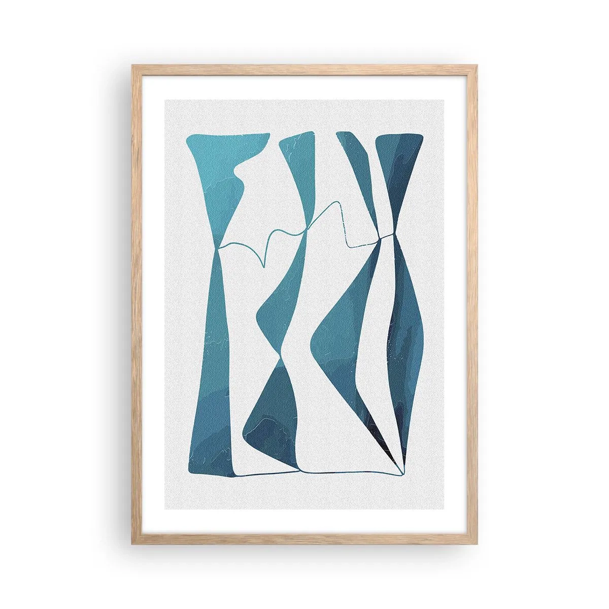Plagát v ráme zo svetlého duba - Abstrakcia: tyrkysový vzťah - 50x70 cm