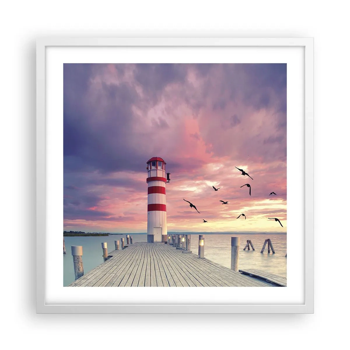 Plagát v bielom ráme - Čas ísť do prístavu - 50x50 cm