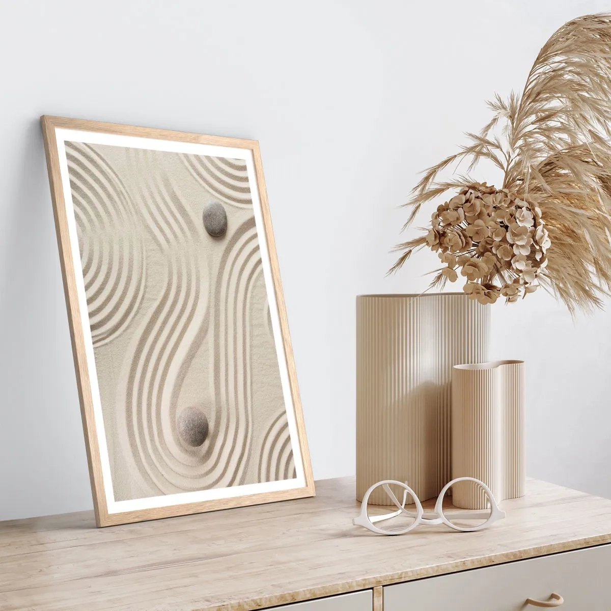 Plagát v ráme zo svetlého duba - Dotyk tepla - 70x100 cm