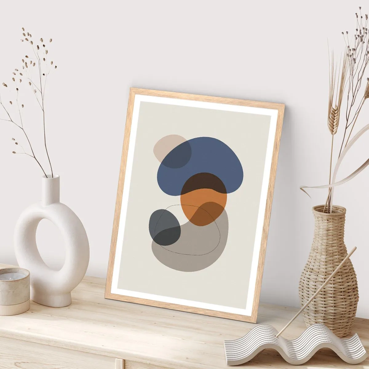 Plagát v ráme zo svetlého duba - Kvapky farieb - 70x100 cm