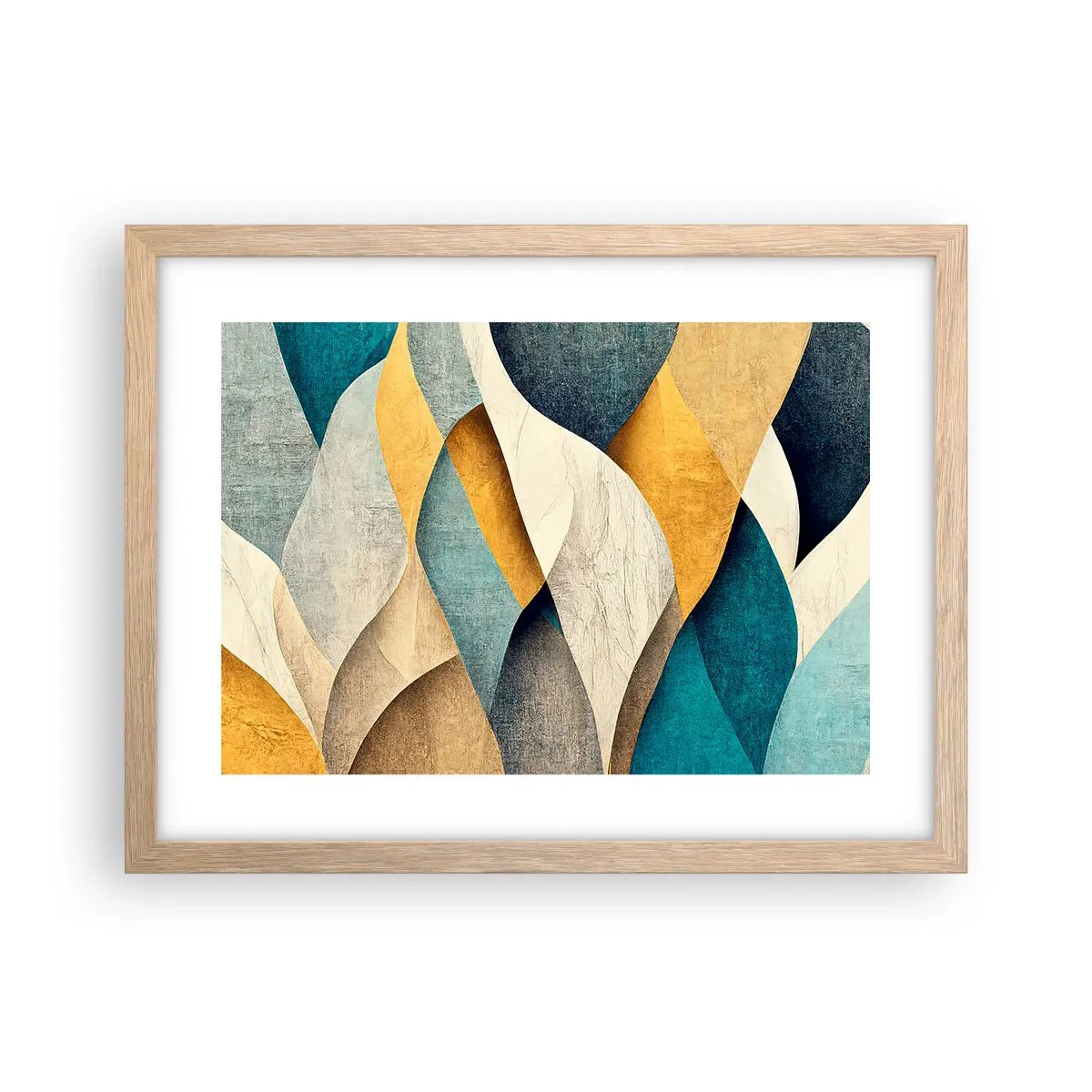 Plagát v ráme zo svetlého duba - Rytmus a vlnenie - 40x30 cm