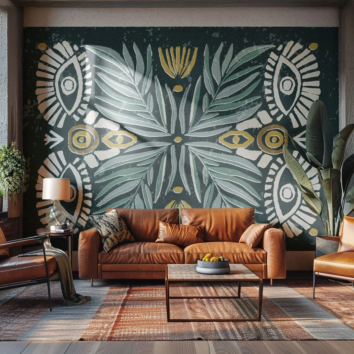 Fototapeta Standard Eco - Ako ľudová vystrihovačka - Boho, Vzor, Botanika - 250x175 cm