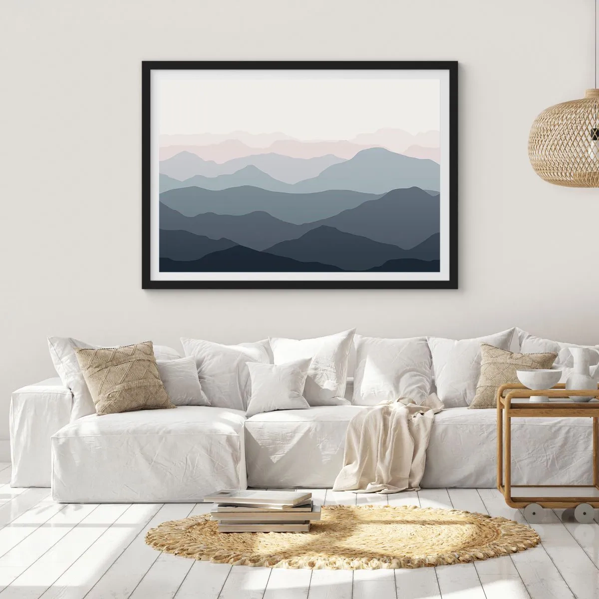 Plagát v čiernom ráme - Vlny hôr - 50x40 cm