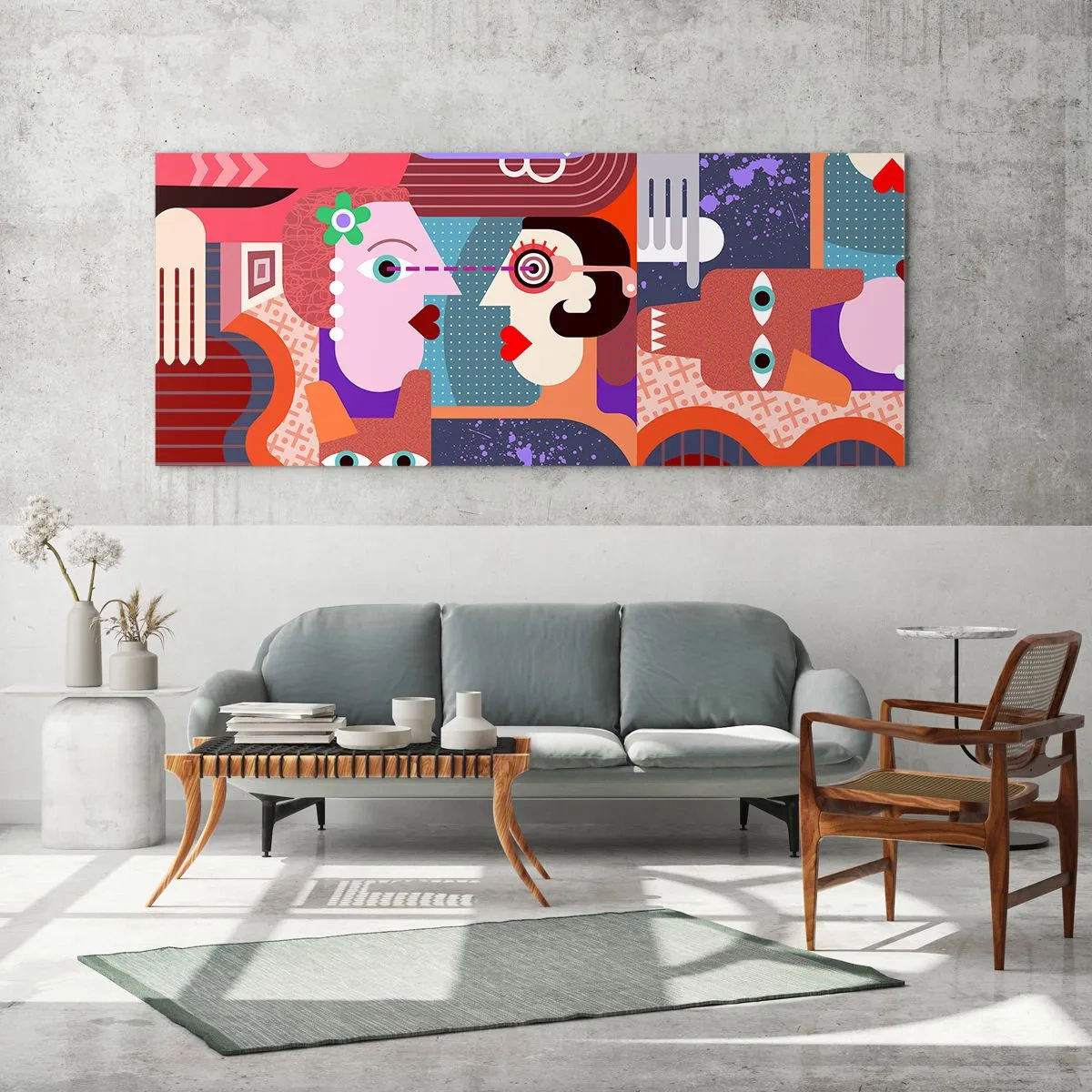 Obraz na skle - Tvárou v tvár - 90x30 cm