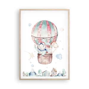 Plagát v ráme zo svetlého duba - Čoskoro sa vrátime! - 70x100 cm