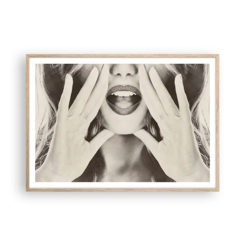 Plagát v ráme zo svetlého duba - Už idem! - 100x70 cm