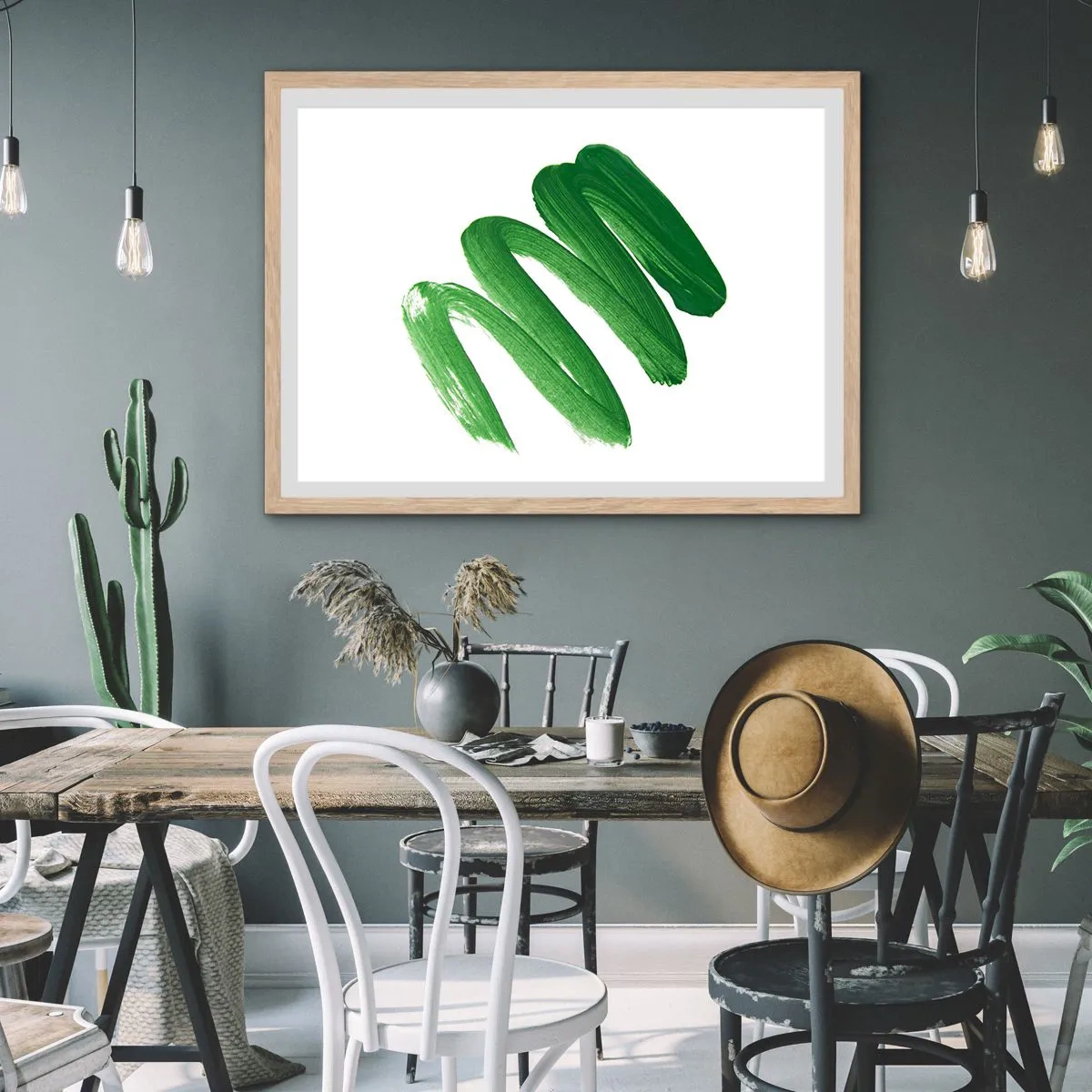 Plagát v ráme zo svetlého duba - Zelený žart - 100x70 cm