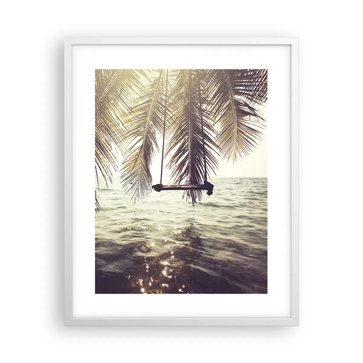 Plagát v bielom ráme - Hojdať sa ľubovoľne v oblakoch - 40x50 cm