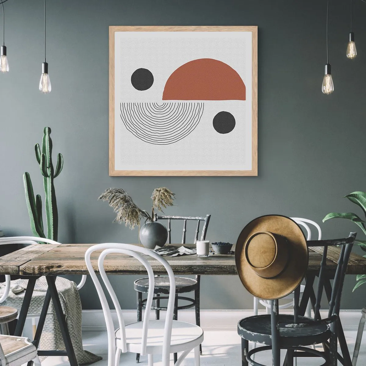 Plagát v ráme zo svetlého duba - Dokonalosť kruhu - 60x60 cm