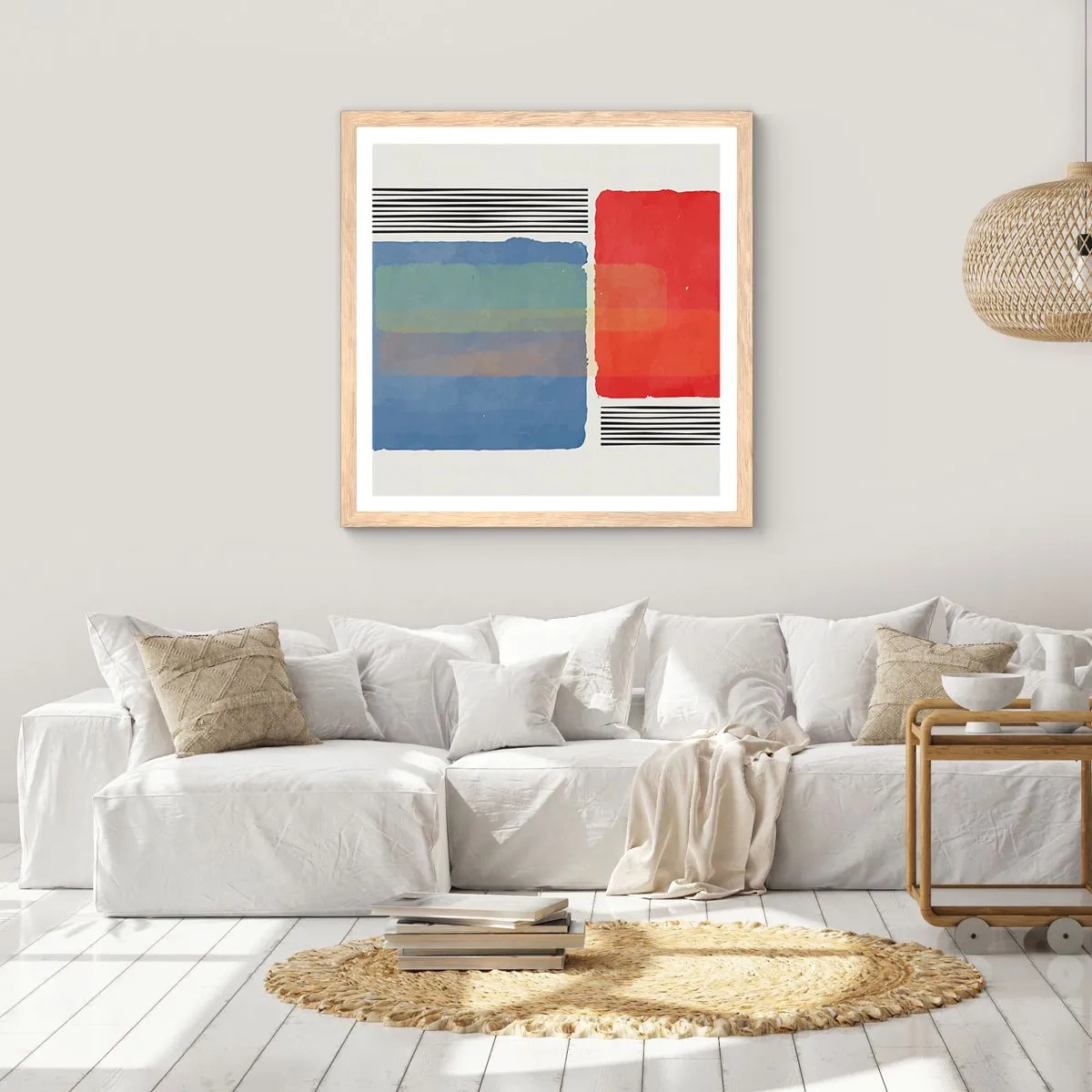 Plagát v ráme zo svetlého duba - Duch a písmeno geometrie - 30x30 cm