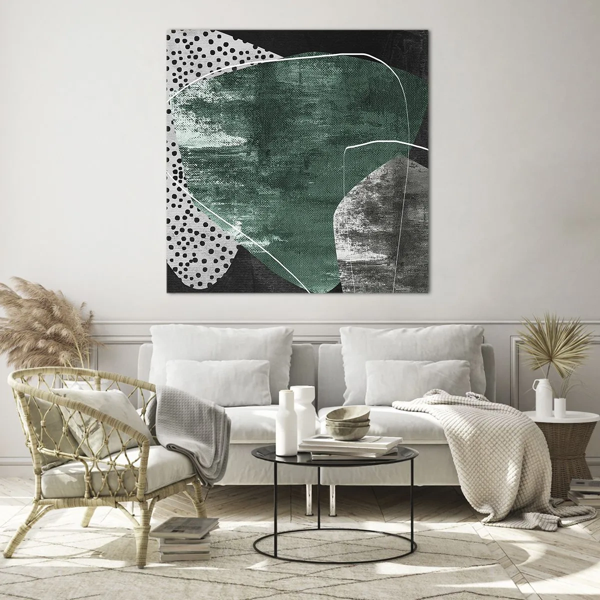 Obraz na skle - Farebná abstrakcia so zlatou vločkou - 60x60 cm