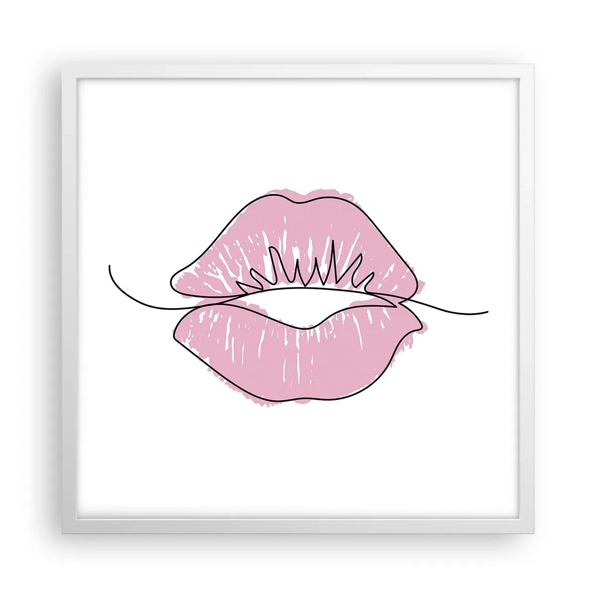 Plagát v bielom ráme - Si pripravený na bozk? - 50x50 cm