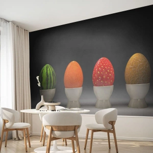 Fototapeta Standard Eco - Ovocné raňajky - Abstrakcia, Ovocie, Vajcia - 150x105 cm