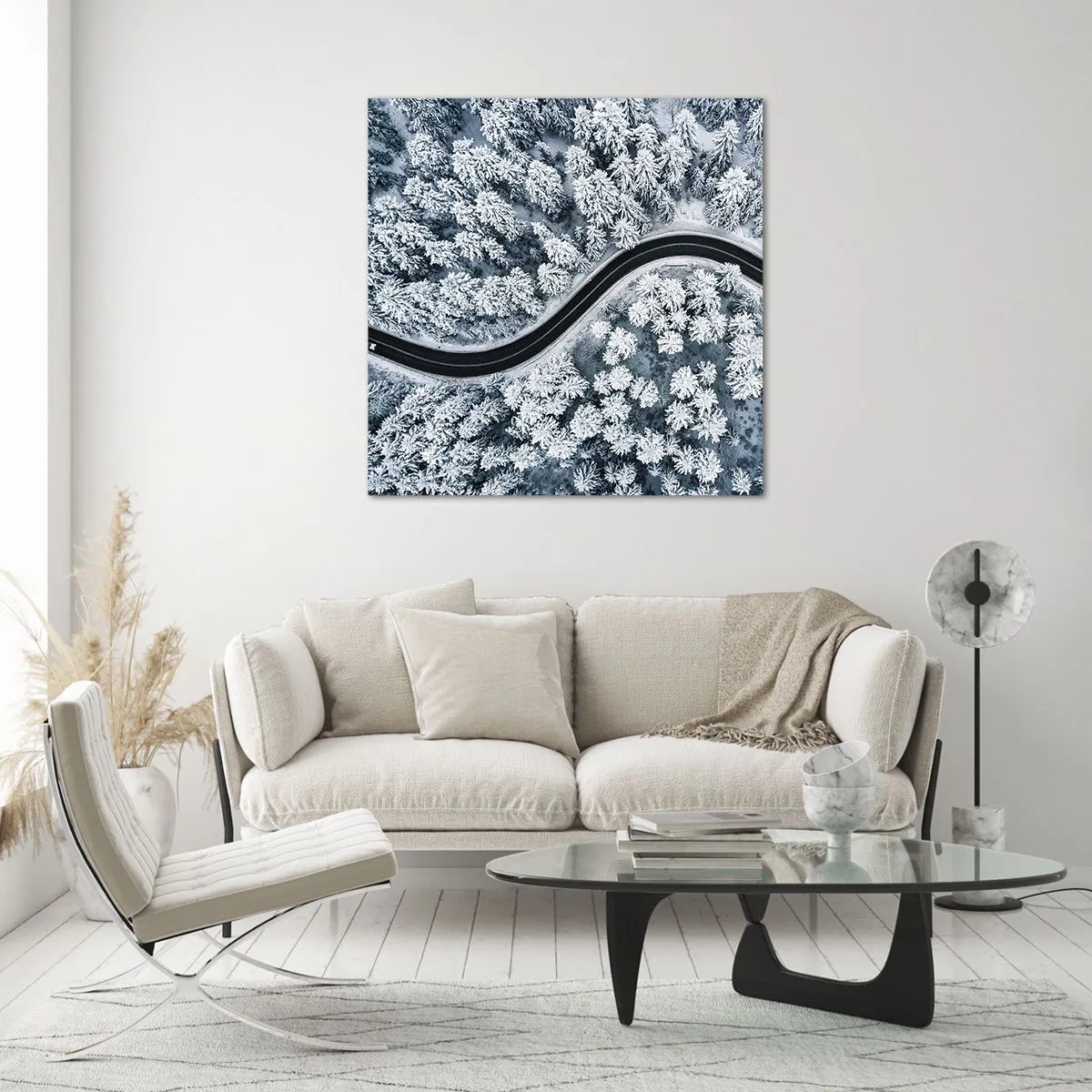 Obraz na skle - Zimným lesom - 70x70 cm