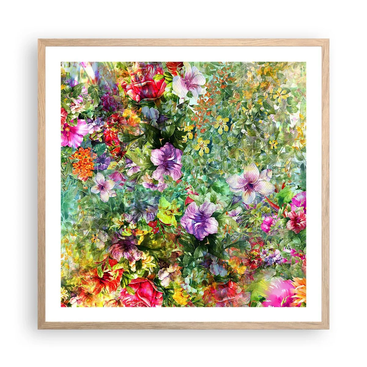 Plagát v ráme zo svetlého duba - Do kvetov, do zahynutia - 60x60 cm