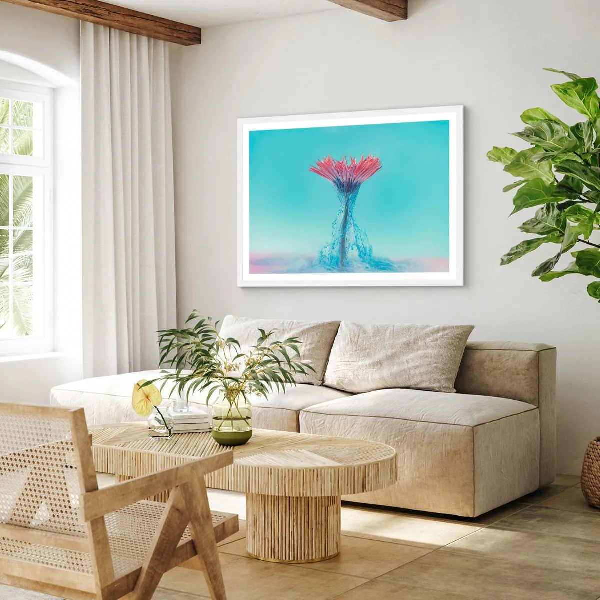 Plagát v bielom ráme - V osviežujúcom objatí - 50x40 cm