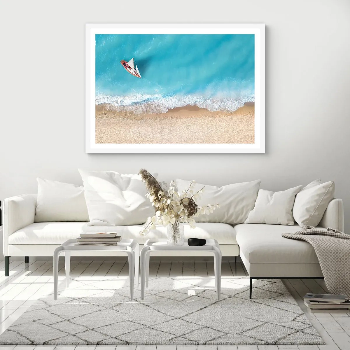 Plagát v bielom ráme - Na hranici modrej a zlatej - 91x61 cm