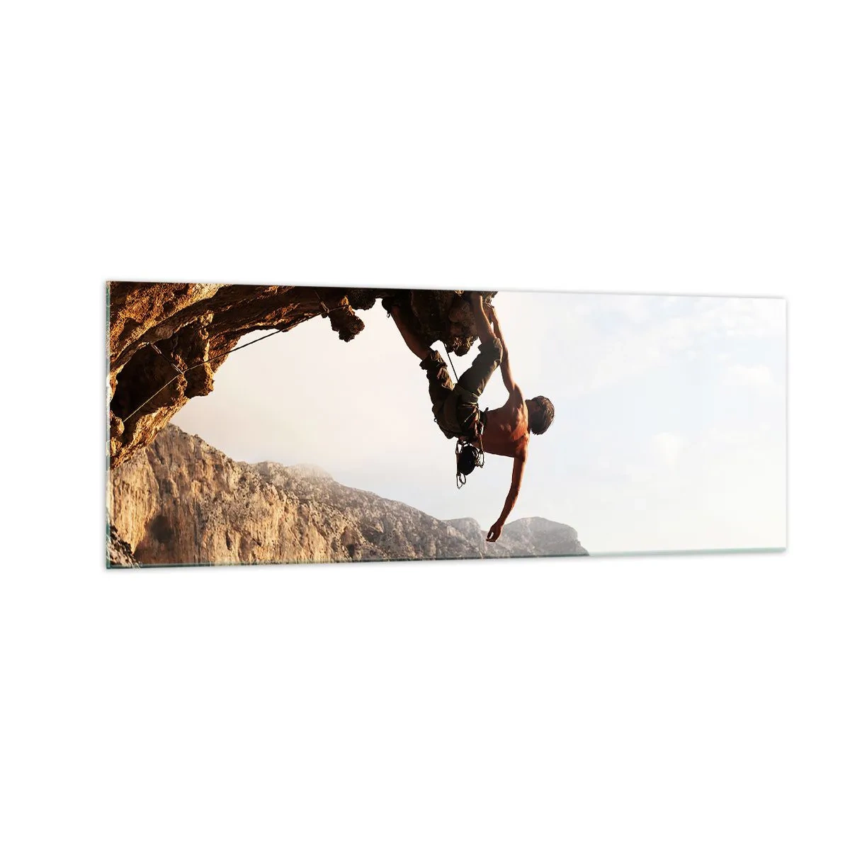 Obraz na skle - Svet zovretý v ruke na zosuve balvanu - 140x50 cm